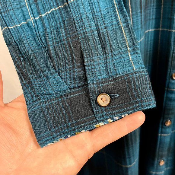 J Jill Long Sleeve Plaid A-Line Shirt Dress Women M Midi Pocket Grunge Indie - Picture 4 of 13